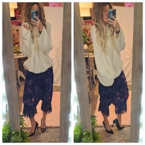 NWT Free People Intimately FP Blue Combo Purple Velvet Burnout Bloomer Lace Pant